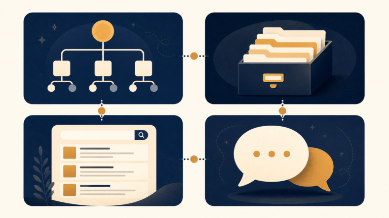 A four-stage path from URL discovery to indexed page, search result, and qualified enquiry