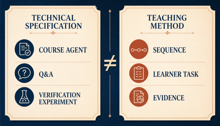 Technical AI course requirements separated from teaching method and learner evidence.