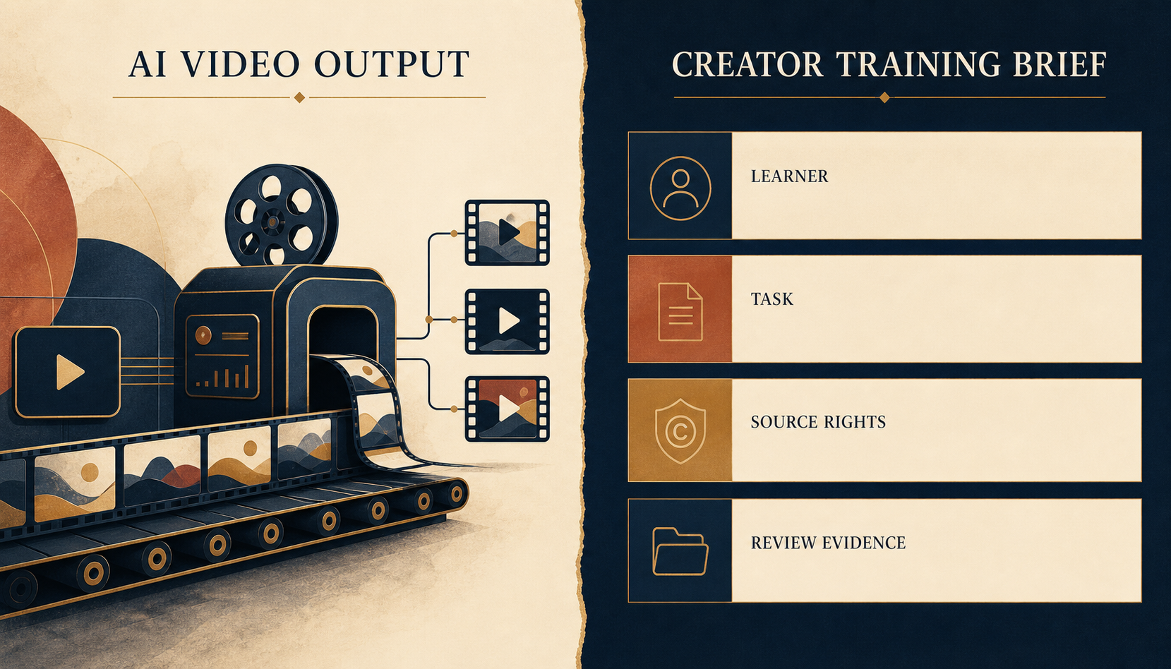 AI video production capacity separated from creator learning needs and review evidence.