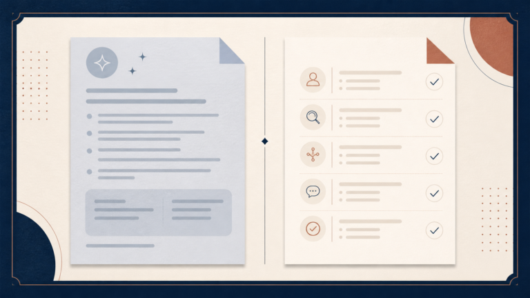 An AI meeting summary separated from a confirmed consulting decision record.