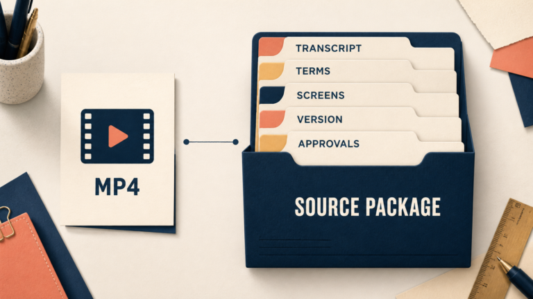 A video file beside a source-package checklist for localization handoff.